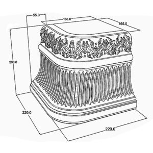 Kafel-Kar ahjupott C15 - sokkel 'Vintage' ümarnurk 16,5 x 16,5 x 20 (22 x 22)