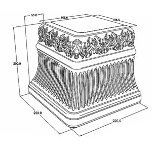 Kafel-Kar ahjupott C16 - sokkel 'Vintage' nurk 16,5 x 16,5 x 20 (22 x 22)