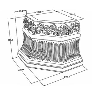 Kafel-Kar ahjupott C17 - sokkel 'Vintage' lõigatud nurk 16,5 x 16,5 x 20 (22 x 22)